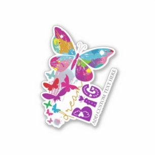 Dream BIG Butterflies vliegen naar boven gepersona Sticker