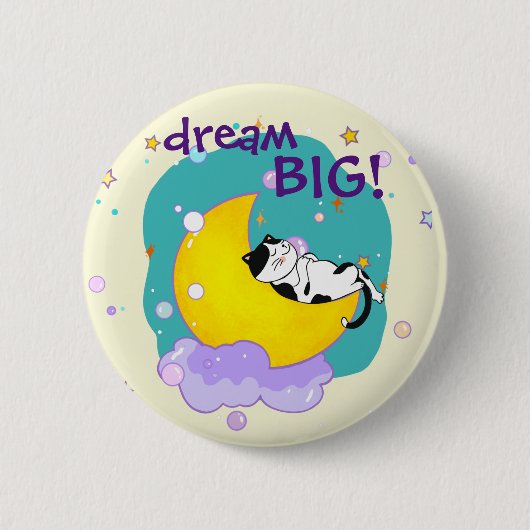 "Dream Big" Cat die op de motorkat springt Ronde Button 5,7 Cm (Voorkant)