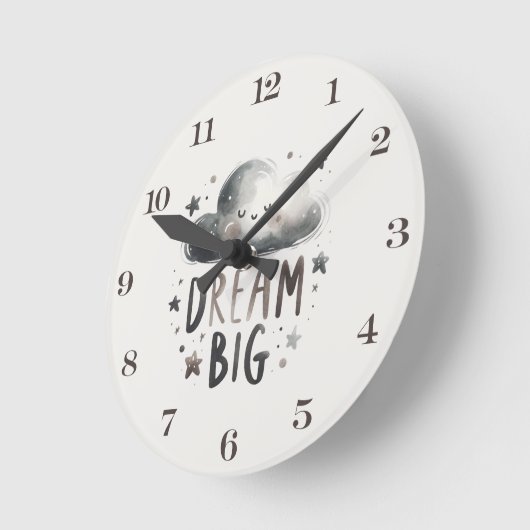 Dream Big Cloud and Stars Nursery Wall Clock Ronde Klok (Hoek)