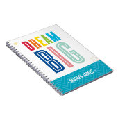 DREAM BIG coole typografie heldere kleuren Notitieboek (Rechterzijde)