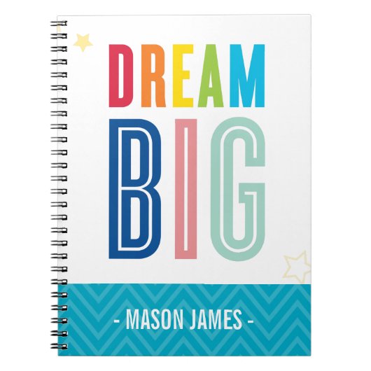 DREAM BIG coole typografie heldere kleuren Notitieboek (Voorkant)