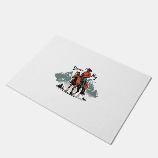 Dream Big - Cowboy Riding Horse Deurmat (Schuin)