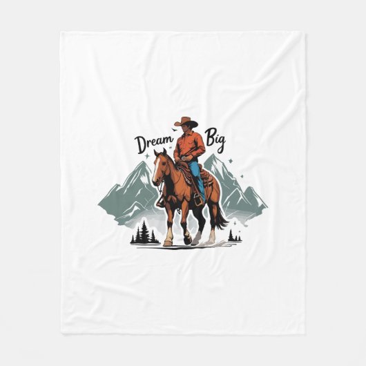 Dream Big - Cowboy Riding Horse Fleece Deken (Voorkant)