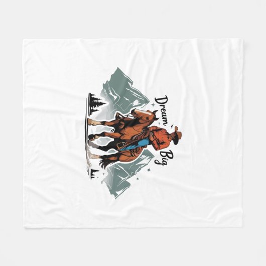 Dream Big - Cowboy Riding Horse Fleece Deken (Voorkant (Horizontaal))