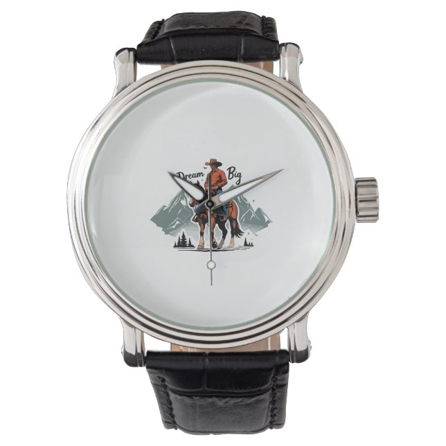 Dream Big - Cowboy Riding Horse Horloge (Voorkant)