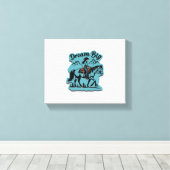 Dream Big - Cowgirl Riding Horse Canvas Afdruk (Insitu (Houten vloer))