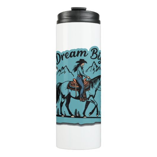 Dream Big - Cowgirl Riding Horse Thermosbeker (Voorkant)