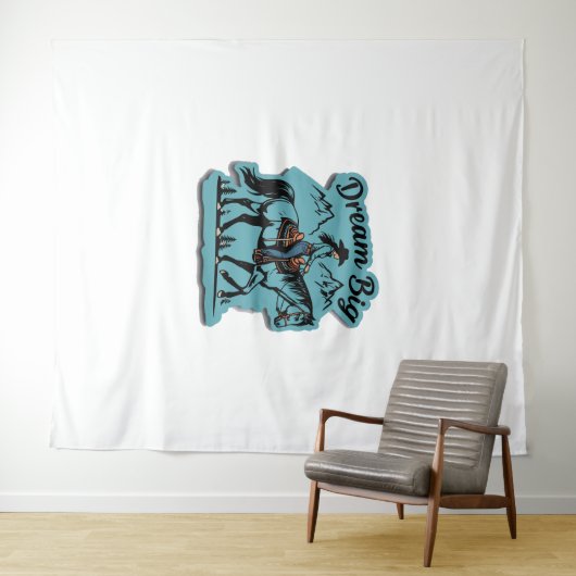 Dream Big - Cowgirl Riding Horse Wandkleed (In Situ (horizontaal))