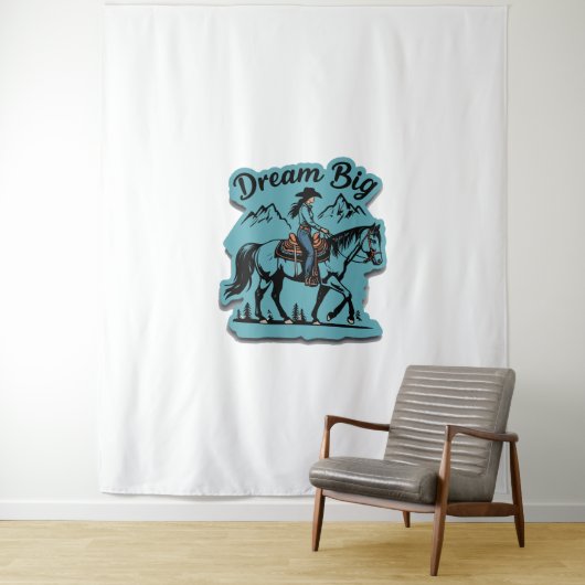 Dream Big - Cowgirl Riding Horse Wandkleed (In situ)