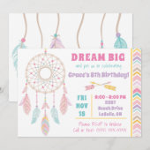 Dream Big Dream Catcher Birthday Uitnodiging (Voorkant / Achterkant)