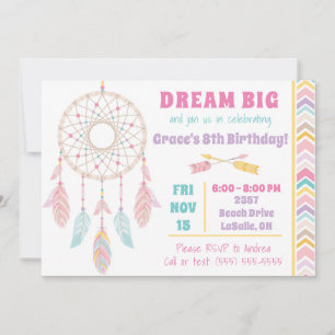 Dream Big Dream Catcher Birthday Uitnodiging
