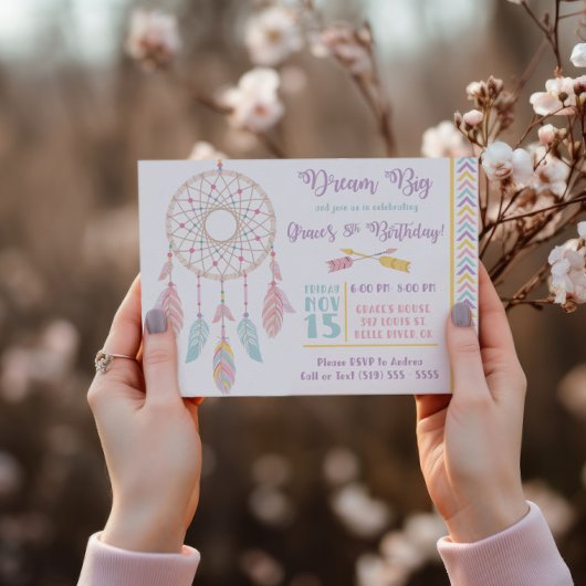 Dream Big Dream Catcher Birthday Uitnodiging
