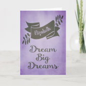 Dream Big Dreams Afstuderen Gefeliciteerd Paarse Kaart (Voorkant)