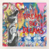 Dream Big Dreams Graffiti Wall Glazen Onderzetter (Voorkant)
