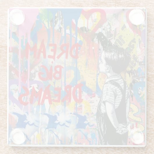 Dream Big Dreams Graffiti Wall Glazen Onderzetter (Achterkant)