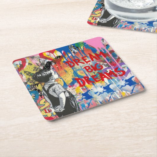 Dream Big Dreams Graffiti Wall Kartonnen Onderzetters (Schuin)