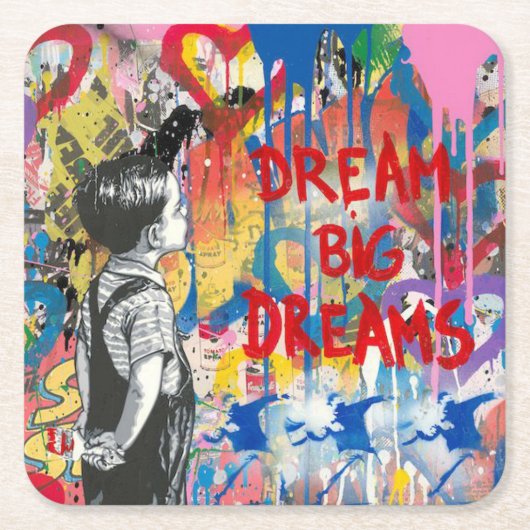 Dream Big Dreams Graffiti Wall Kartonnen Onderzetters (Voorkant)