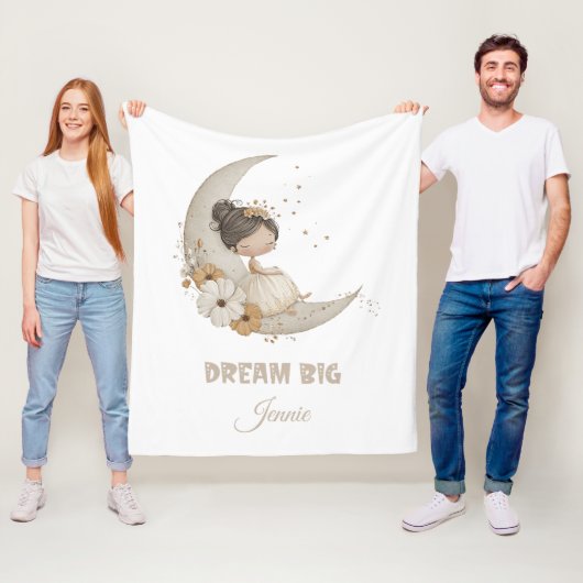 Dream Big Fairy Moon Child - Persoonlijke naam Fleece Deken (In situ)