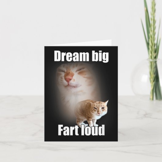 Dream Big Fart Loud Cat Meme Funny Saying  Kaart (Voorkant)