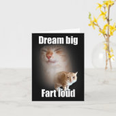Dream Big Fart Loud Cat Meme Funny Saying  Kaart (Gele Bloem)