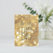 Dream Big - Gouden Sparkle Inspirerend Quote Briefkaart (Staand voorkant)