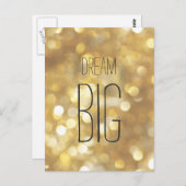 Dream Big - Gouden Sparkle Inspirerend Quote Briefkaart (Voorkant / Achterkant)