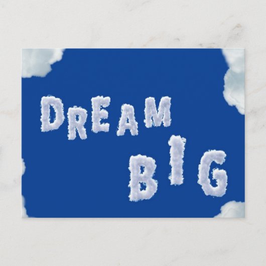 Dream Big, inspirerend briefkaart wolken & lucht (Voorkant)