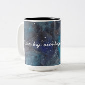 Dream Big Inspirerend Galaxy in Blue Tweekleurige Koffiemok (Voorkant links)