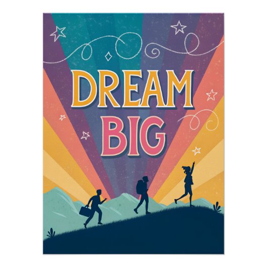 Dream Big Inspirerend Motivatie Wall Art Post Perfect Poster (Voorkant)
