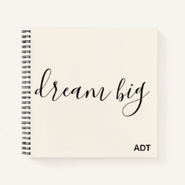 Dream Big Inspirerend Quote Monogram Zwart|Wit Notitieboek