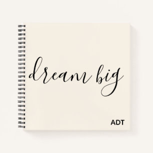 Dream Big Inspirerend Quote Monogram Zwart Wit Notitieboek
