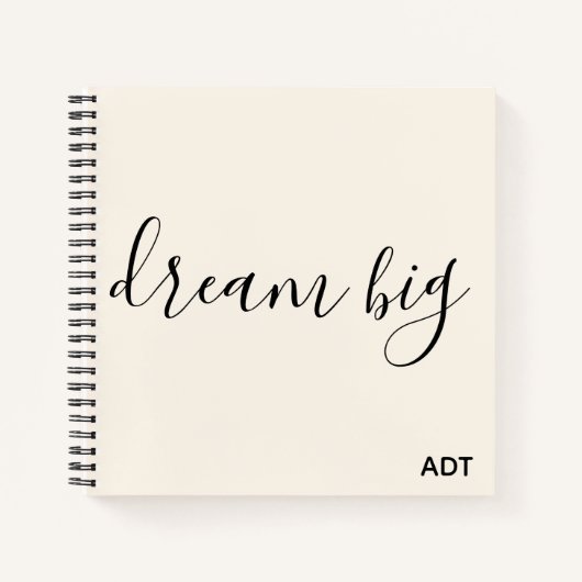 Dream Big Inspirerend Quote Monogram Zwart|Wit Notitieboek (Voorkant)