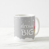 Dream Big Inspirerend Quote Retro Rocket Shiket Koffiemok (Voorkant rechts)