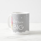 Dream Big Inspirerend Quote Retro Rocket Shiket Koffiemok (Voorkant links)