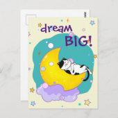 "Dream Big"-kat dat op de maanpas springt Briefkaart (Voorkant / Achterkant)