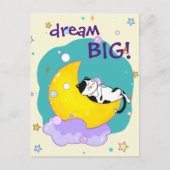"Dream Big"-kat dat op de maanpas springt Briefkaart (Voorkant)