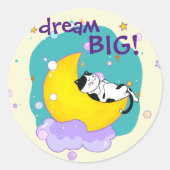 "Dream Big"-kat dat op de maanpas springt Ronde Sticker (Voorkant)