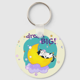 "Dream Big" Kat op het Inspirerend citaat van Moon Sleutelhanger