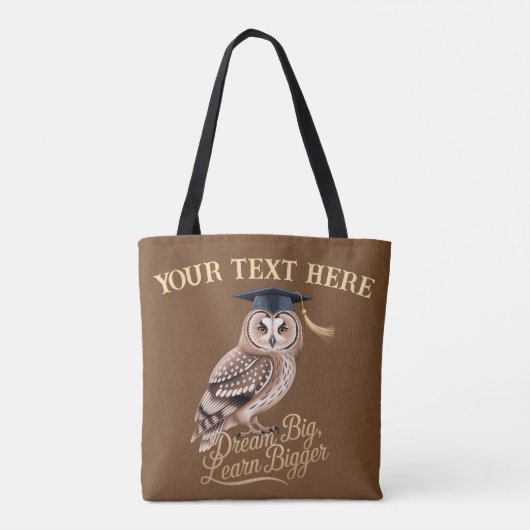 Dream Big Learn Bigger Personalized Owl Graduation Tote Bag (Achterkant)