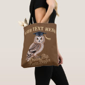Dream Big Learn Bigger Personalized Owl Graduation Tote Bag (Dichtbij)