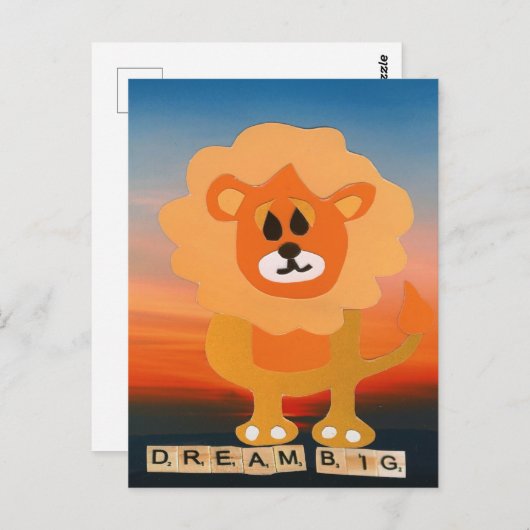 Dream big leeuw the sky is the limit briefkaart (Voorkant / Achterkant)