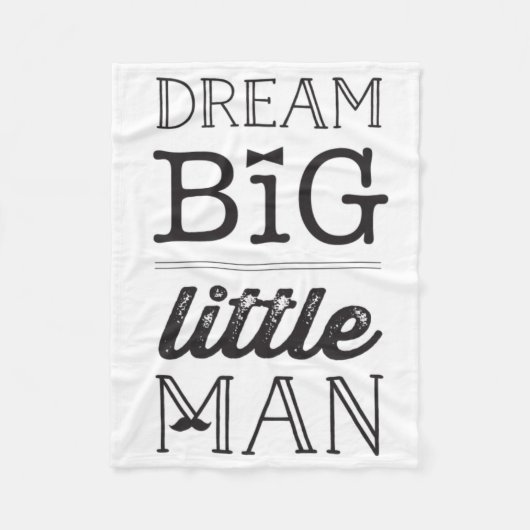 Dream Big Little Man Mustache BowTie Baby Blanket Fleece Deken (Voorkant)