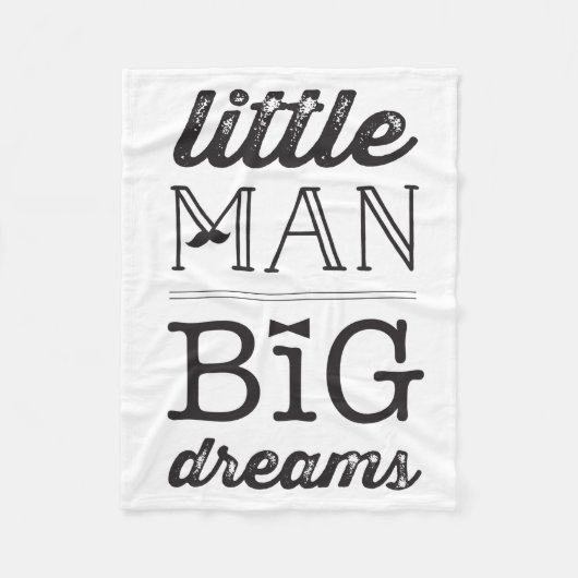 Dream Big Little Man Mustache BowTie Baby Blanket Fleece Deken (Voorkant)