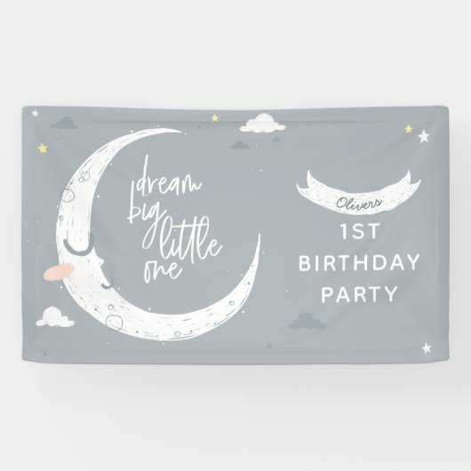 Dream big little one 1e jarig party spandoek (Horizontaal)