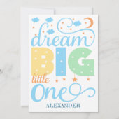 Dream Big Little One Blue Baby Boy Eerste Verjaard Bedankkaart (Achterkant)