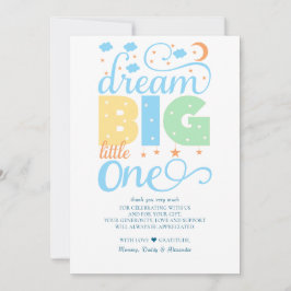 Dream Big Little One Blue Baby Boy Eerste Verjaard Bedankkaart