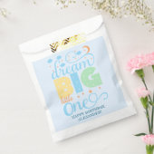 Dream Big Little One Blue Baby Boy Eerste Verjaard Bedankzakje (Gezegeld)
