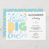 Dream Big Little One Blue Baby Boy Eerste Verjaard Kaart (Voorkant / Achterkant)