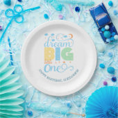 Dream Big Little One Blue Baby Boy Eerste Verjaard Papieren Bordje (Feest)