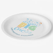 Dream Big Little One Blue Baby Boy Eerste Verjaard Papieren Bordje (Gekanteld)